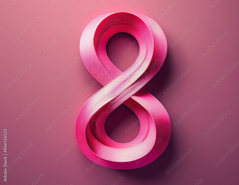 Pink ribbon forming the number eight, symbolizing infinity or endless possibilities. Pink ribbon forming the number eight, symbolizing infinity or endless possibilities.
