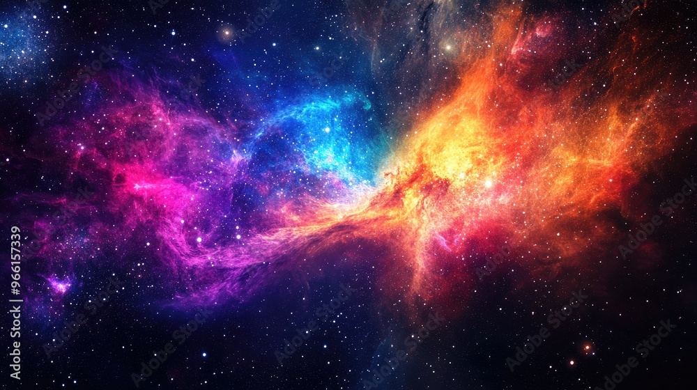 An explosion of cosmic energy captured in a colorful nebula, with stars and gases swirling in the night sky. An explosion of cosmic energy captured in a colorful nebula, with stars and gases swirling in the night sky.