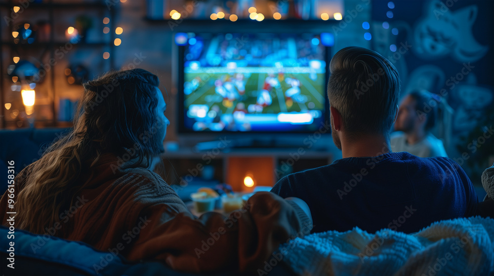 Friends Watching a Football Game on TV in a Sports Bar Friends Watching a Football Game on TV in a Sports Bar