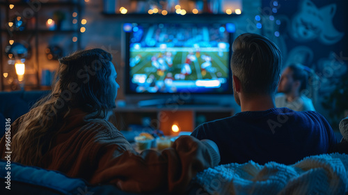 Friends Watching a Football Game on TV in a Sports Bar