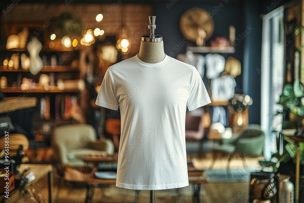 Tshirt on stylish mannequin in boutique background created with Generative AI Tshirt on stylish mannequin in boutique background created with Generative AI