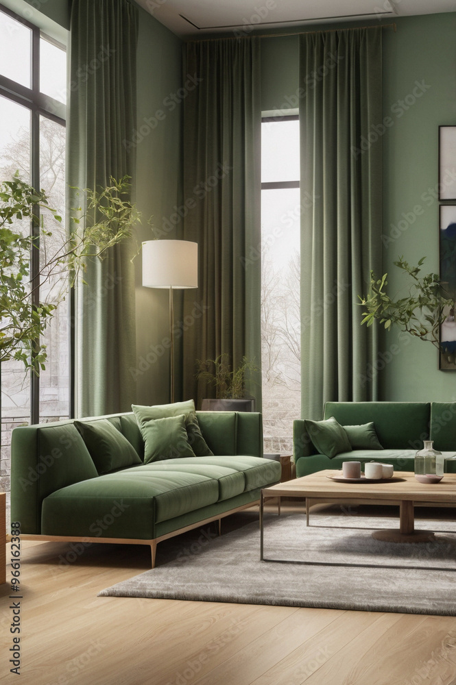modern living room in green color scheme modern living room in green color scheme
