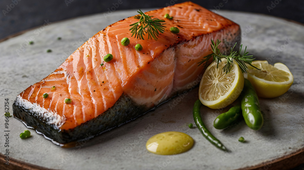 Grilled Salmon Steak with lemon chili Herbs Grilled Salmon Steak with lemon chili Herbs