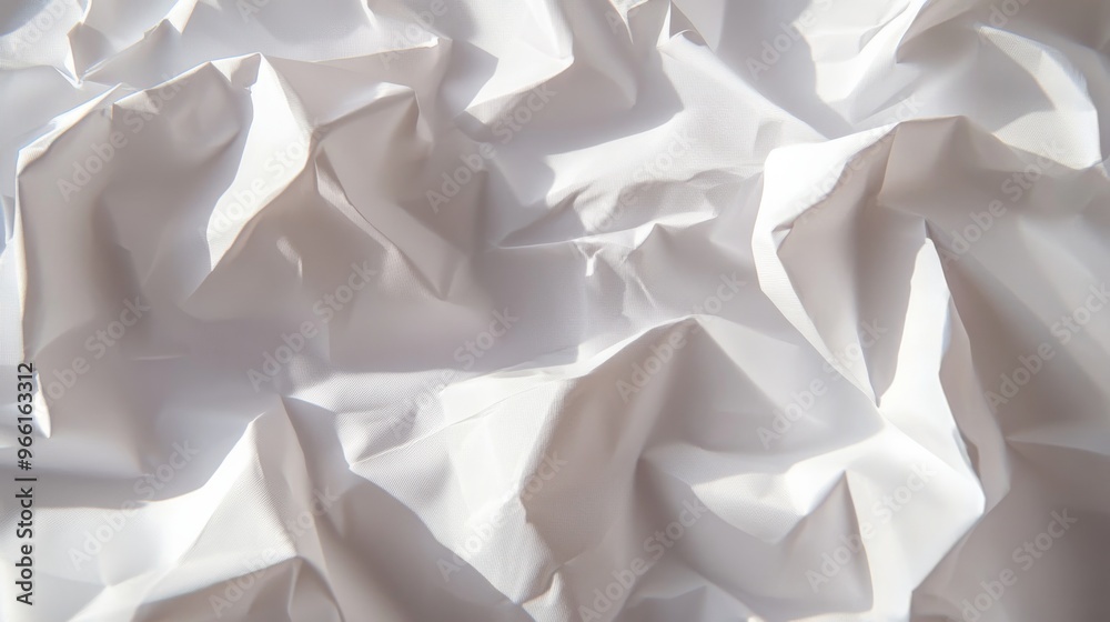 Crumpled white paper texture with shadows, abstract background. Minimalist design and creative concept Crumpled white paper texture with shadows, abstract background. Minimalist design and creative concept