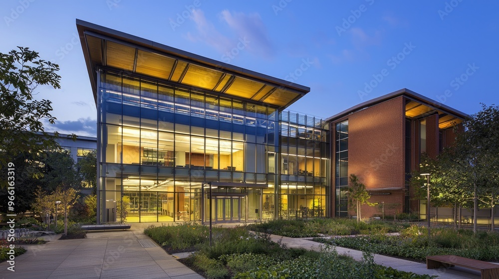Obraz premium Modern LEED-Certified Buildings Embracing Sustainable Design and Energy Efficiency