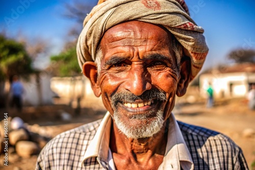 a village old man smiling looking at camera