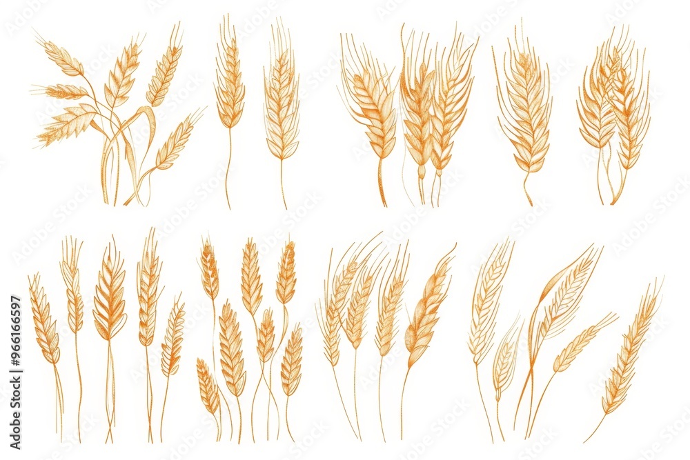 Wheat icon, rye ears sign, barley emblem, oats, cereals symbol, wheat ear, seeds, corns set Wheat icon, rye ears sign, barley emblem, oats, cereals symbol, wheat ear, seeds, corns set