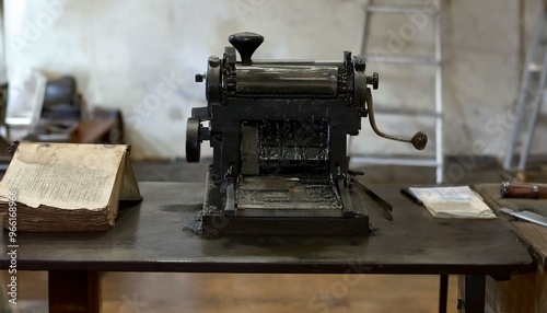 Vintage letterpress printing machine that printed letters