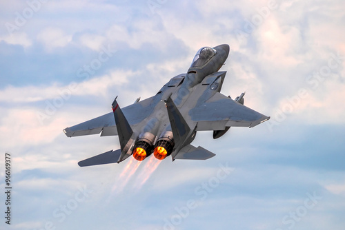 American air force  fighter jet afterburner take-off