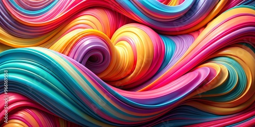Wallpaper Mural Abstract Swirling Rainbow Vibrant 3D Curves, Digital Art, Colorful Abstract, Abstract Background, Pattern, Design, Texture Torontodigital.ca