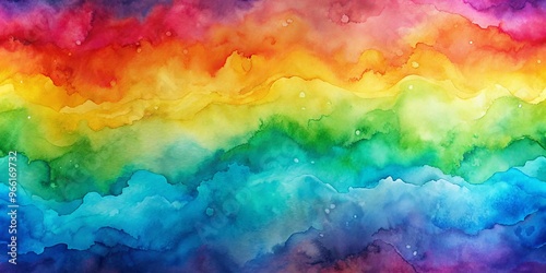 Abstract Watercolor Rainbow Landscape, Watercolor Painting, Abstract Art, Abstract Background