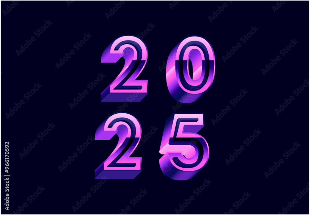 2025 Happy New Year Purple 3D Realistic Decoration Design Abstract Logo Symbol Vector Illustration 2025 Happy New Year Purple 3D Realistic Decoration Design Abstract Logo Symbol Vector Illustration
