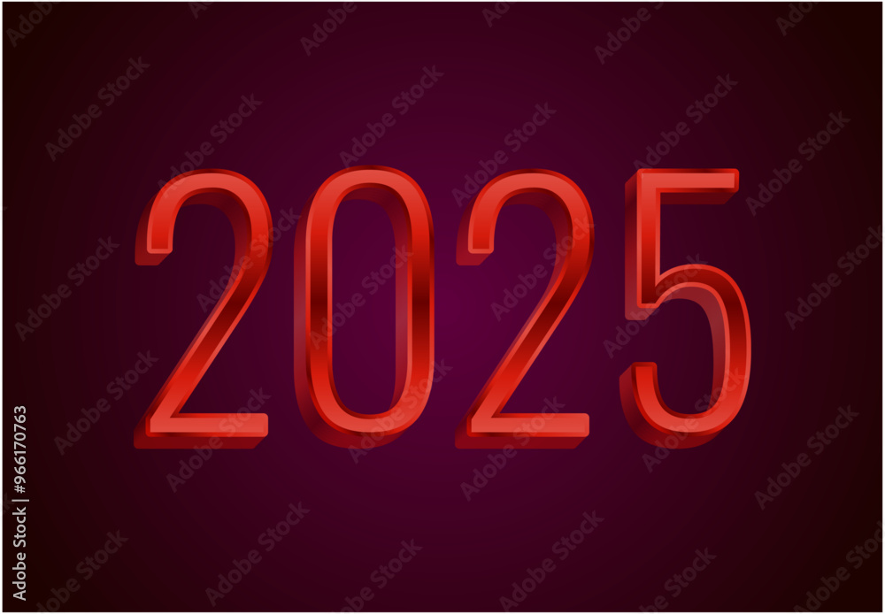2025 Happy New Year Red Realistic Decoration Design Abstract Logo Symbol Vector Illustration 2025 Happy New Year Red Realistic Decoration Design Abstract Logo Symbol Vector Illustration