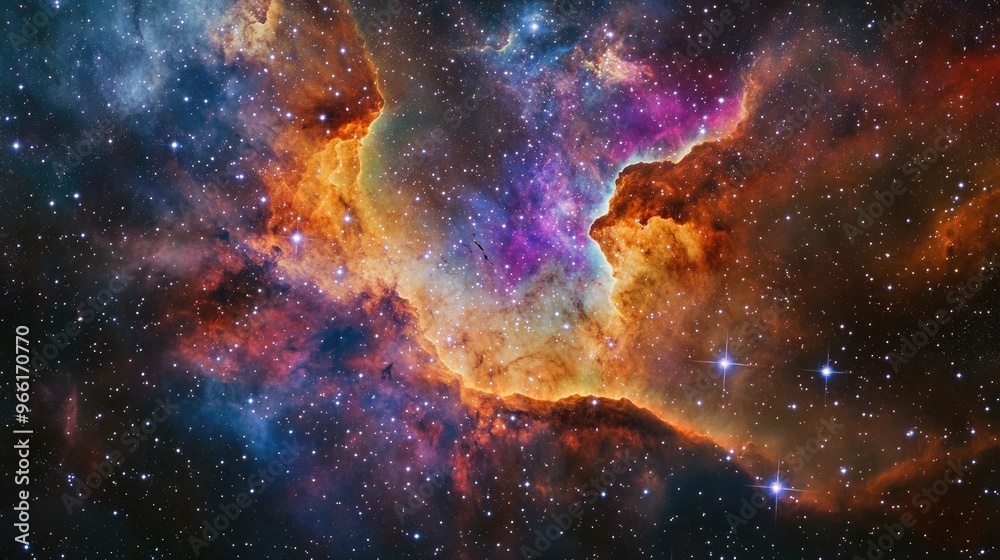 The brilliant display of a space nebula, with vibrant colors and star clusters illuminating the far reaches of the galaxy. The brilliant display of a space nebula, with vibrant colors and star clusters illuminating the far reaches of the galaxy.