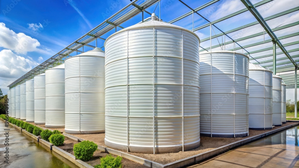 Large water storage tanks for greenhouse irrigation Large water storage tanks for greenhouse irrigation
