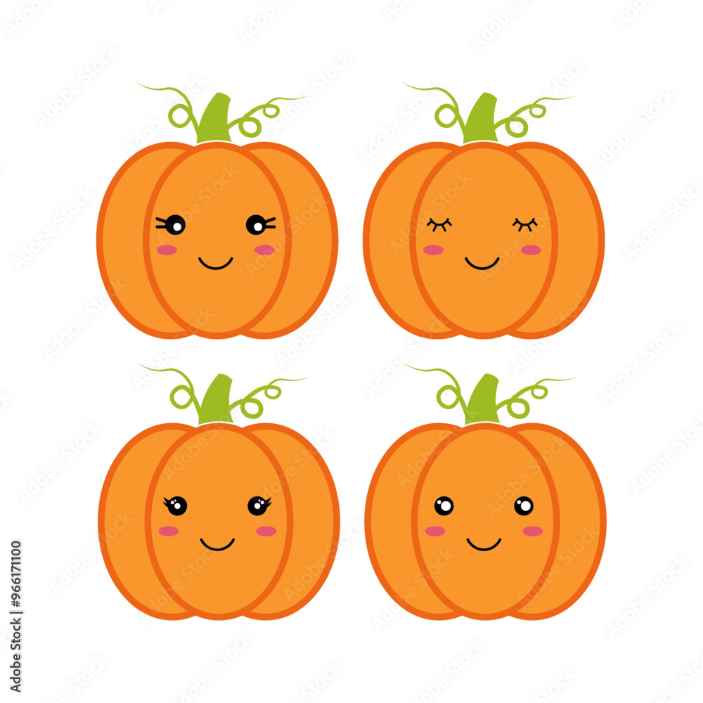 ensemble de citrouilles kawaii halloween et thanksgiving