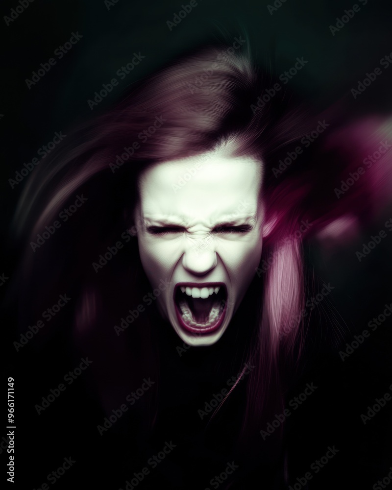 Mid-scream captured in motion with vibrant hues Mid-scream captured in motion with vibrant hues