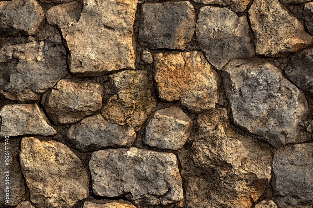 Textured stone wall made of irregularly shaped rocks in earthy tones. The stones vary in size and color, creating a rustic and natural appearance. Textured stone wall made of irregularly shaped rocks in earthy tones. The stones vary in size and color, creating a rustic and natural appearance.