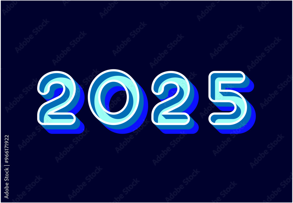 Happy New Year 2025 3D Realistic Blue Abstract Logo Symbol Vector Illustration Happy New Year 2025 3D Realistic Blue Abstract Logo Symbol Vector Illustration