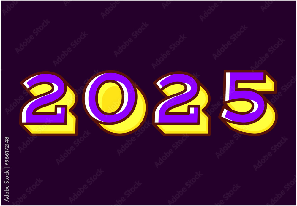 Happy New Year 2025 3D Realistic Purple And Yellow Design Abstract Logo Symbol Vector Illustration Happy New Year 2025 3D Realistic Purple And Yellow Design Abstract Logo Symbol Vector Illustration