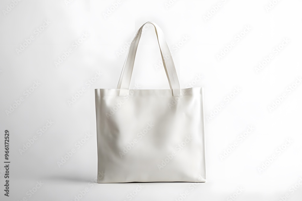White Tote Bag with Fabric Handles on a White Background White Tote Bag with Fabric Handles on a White Background