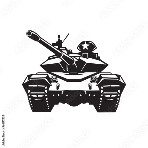 Tank Front View Stock image vector. Military vector tanks image design isolated on white background.