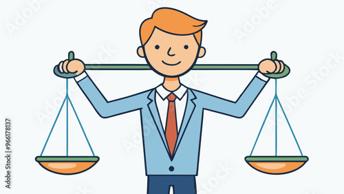 Principles and business ethic to do right things, social responsibility or integrity to earn trust, balance and justice for leadership concept, confident businessman leader lift balance ethical scale.