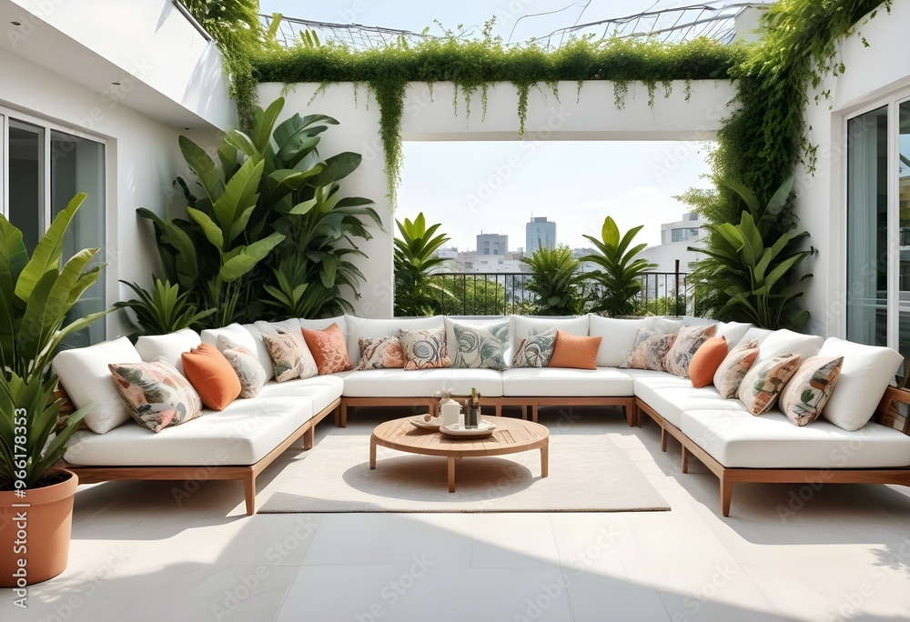 Photo modern style interior room 3d illustration Interior frame living room with colorful white sofa Photo modern style interior room 3d illustration Interior frame living room with colorful white sofa