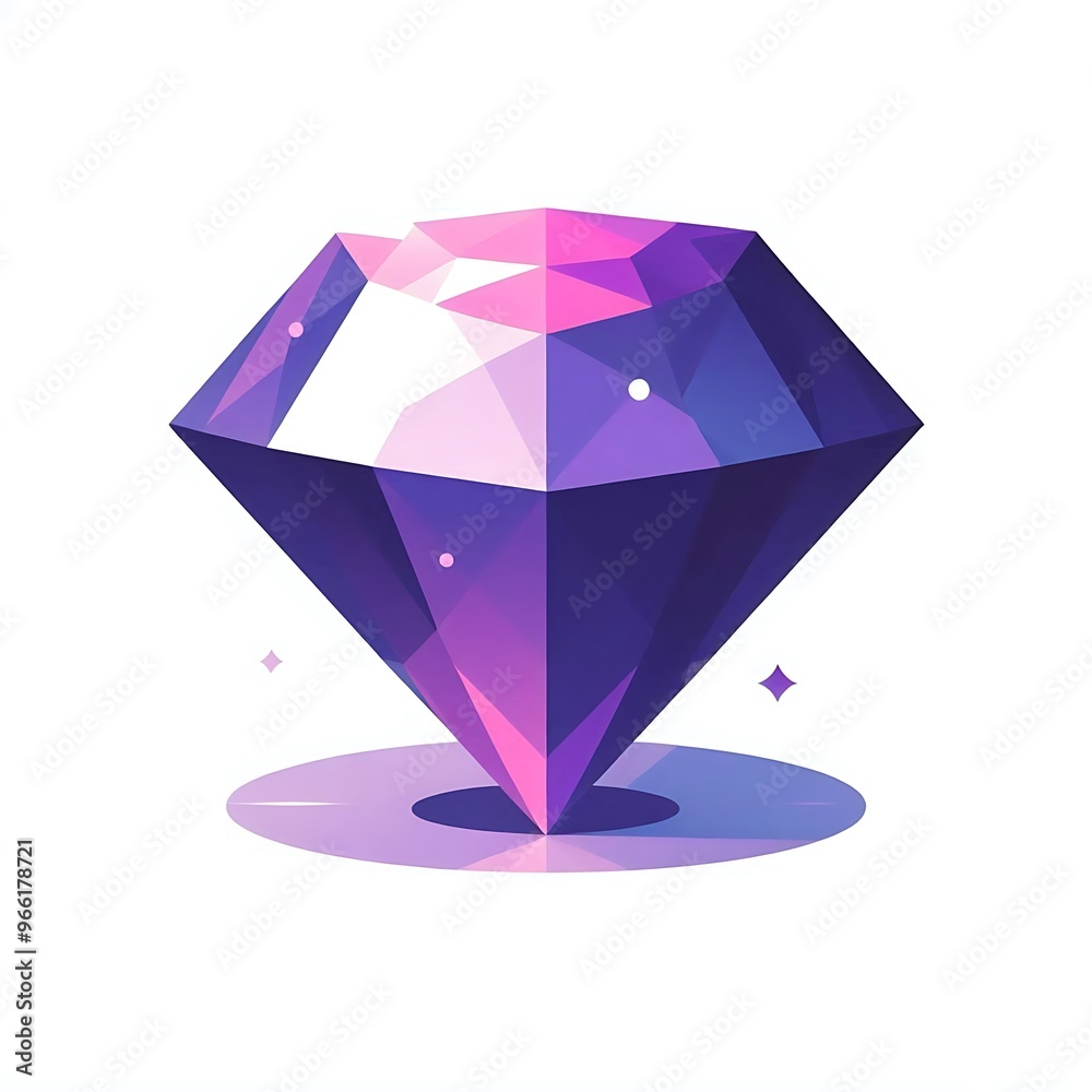 Purple gem stone, flat illustration, graphics resources for gaming asset, on white background Purple gem stone, flat illustration, graphics resources for gaming asset, on white background
