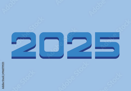 2025 Happy New Year Design Blue Elegant Abstract Logo Symbol Vector Illustration