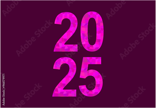 2025 Happy New Year Design Purple Elegant Glitter Abstract Logo Symbol Vector Illustration