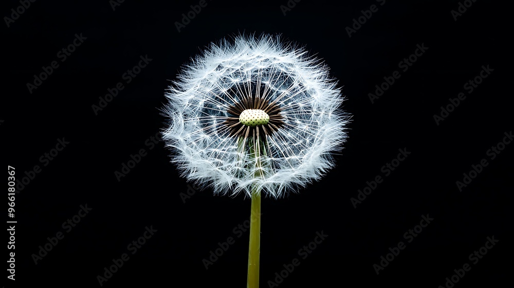 Dandelion Seed Head Against a Black Background Dandelion Seed Head Against a Black Background