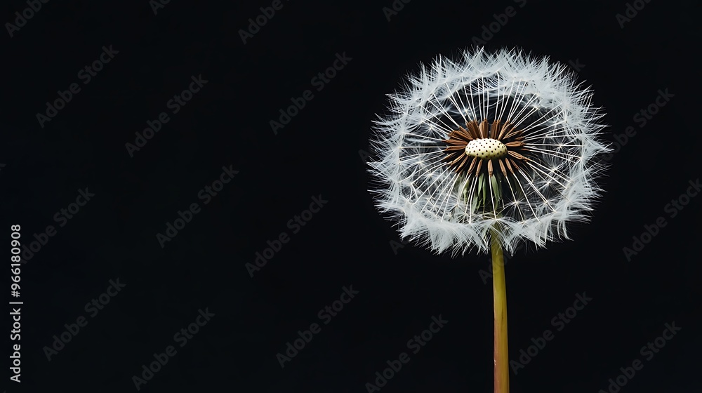 Dandelion Seed Head Against a Black Background Dandelion Seed Head Against a Black Background