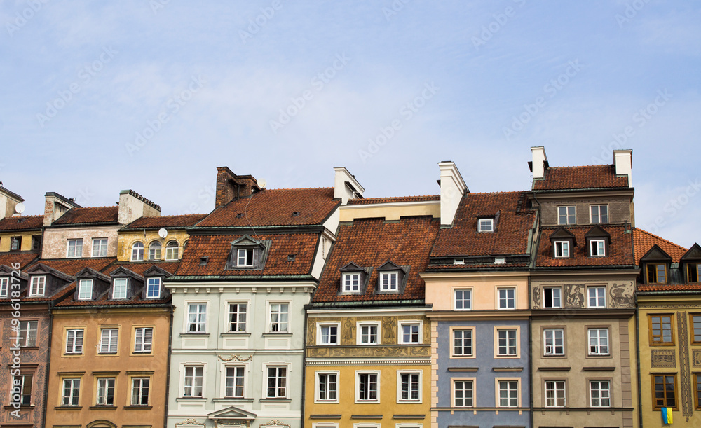 View of the houses in the old town on a day. Close-up. Warsaw. Poland. View of the houses in the old town on a day. Close-up. Warsaw. Poland.