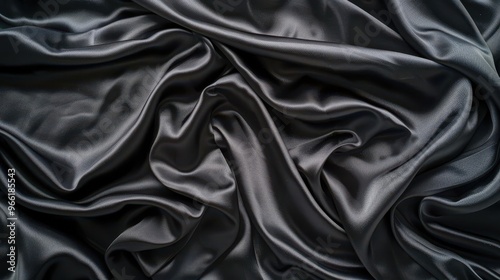 sumptuous black silk fabric draped in elegant folds showcasing rich texture and subtle sheen for highend fashion or luxury product photography