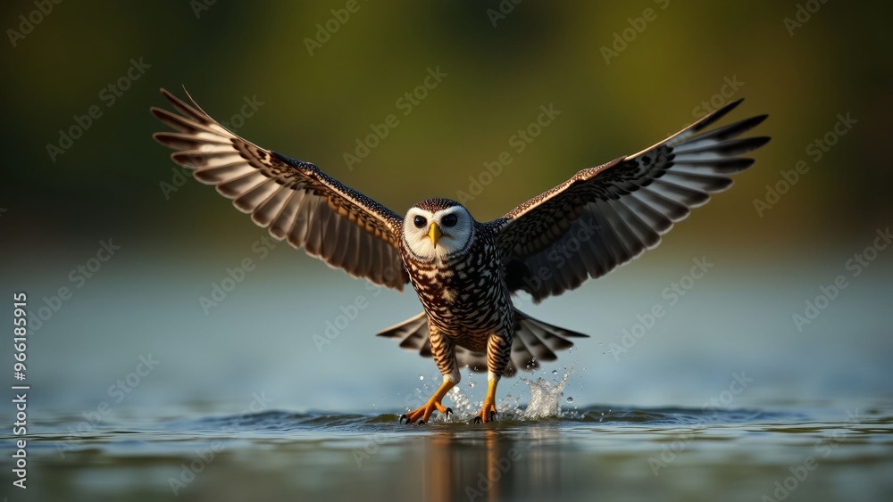 Majestic Owl in Flight Over Water Majestic Owl in Flight Over Water