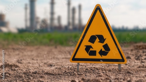 A caution sign at a hazardous waste disposal site