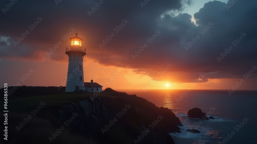 Serene Lighthouse at Sunset Serene Lighthouse at Sunset