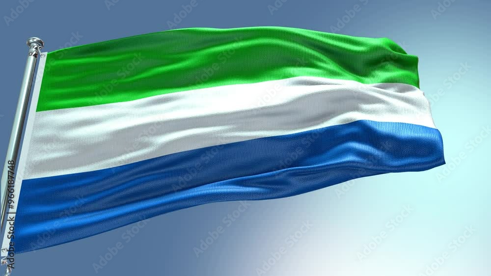 Vidéo Stock 4k render Sierra Leone Flag video waving in wind Sierra ...