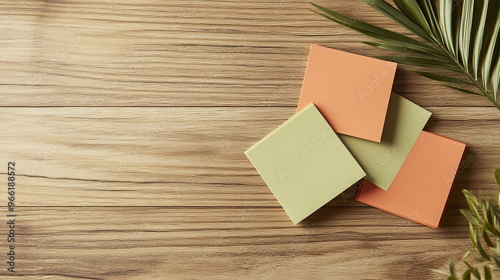 Earthy Tones Sticky Notes on Wooden Desk - Grounded Planning Setup for Design Projects with Natural Post-it Stickers in Flat Lay Earthy Tones Sticky Notes on Wooden Desk - Grounded Planning Setup for Design Projects with Natural Post-it Stickers in Flat Lay