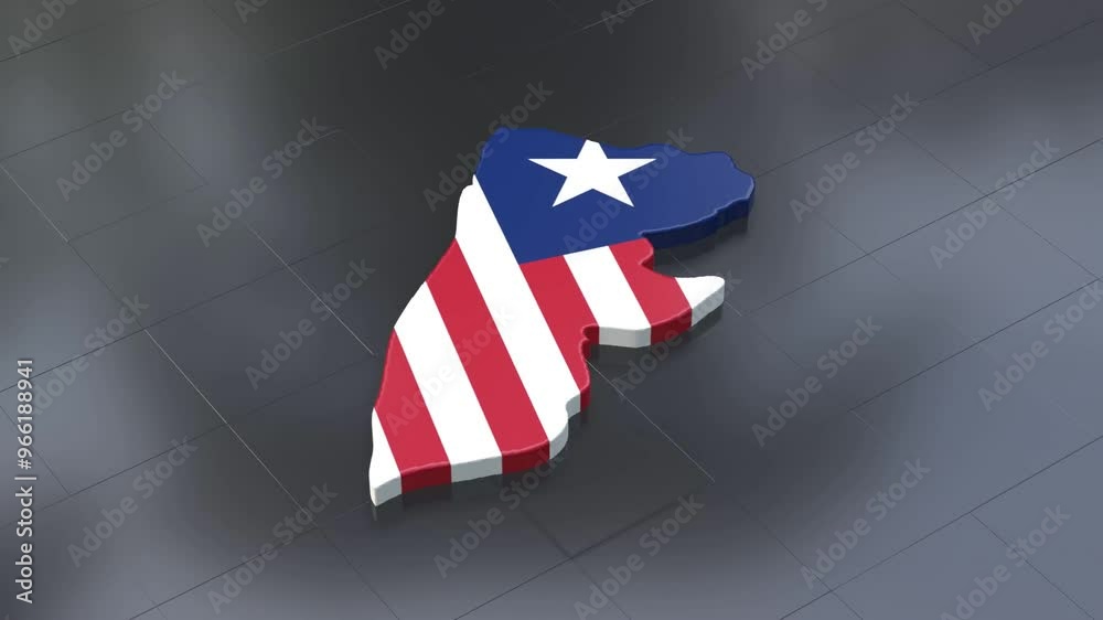 3D map of Liberia moving on a black textured floor. The country's area ...