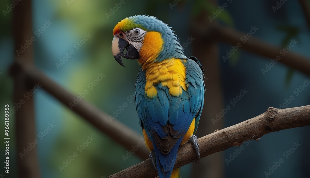 Obraz premium Vibrant Blue and Yellow Macaw Perched