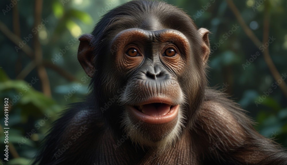 Playful Young Chimpanzee in Nature