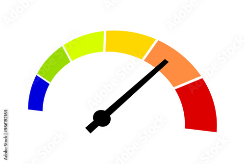Colorful speedometer icon with perspective. Speed indicator for design element.	
