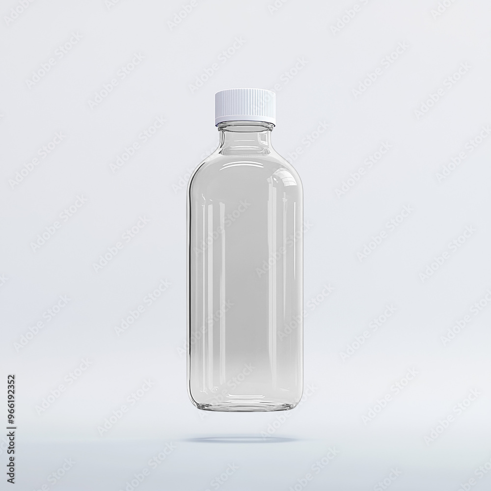 Transparent plastic bottle with a white cap mockup Transparent plastic bottle with a white cap mockup