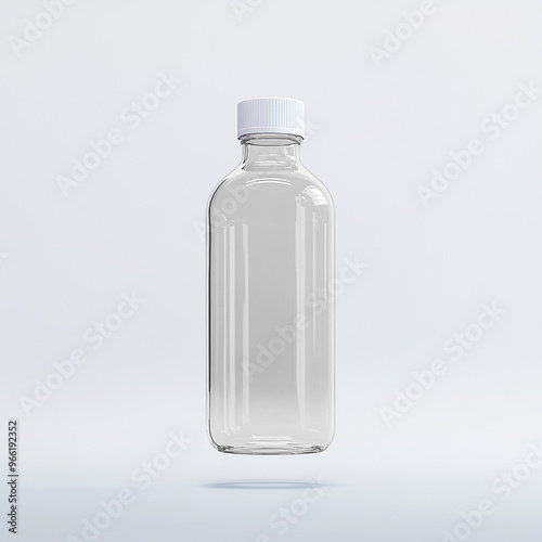 Transparent plastic bottle with a white cap mockup