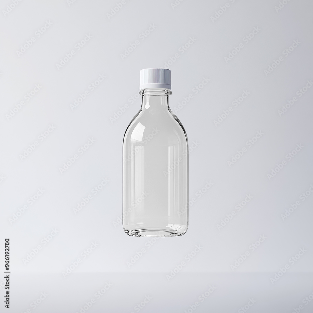 Transparent plastic bottle with a white cap mockup Transparent plastic bottle with a white cap mockup
