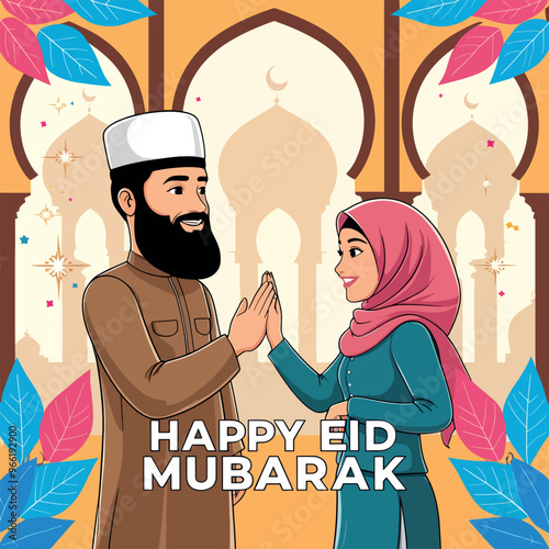 Warm Eid Mubarak Greetings Illustration







