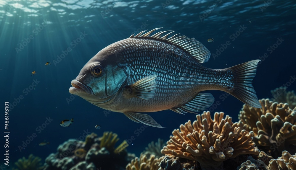 Naklejka premium Vibrant Coral Reef with Fish