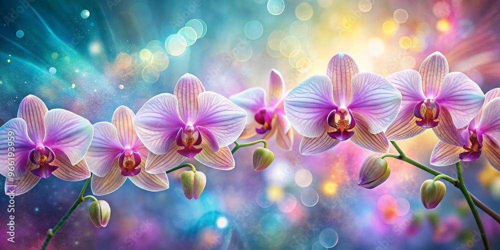 Orchid Bloom in a Dreamlike Setting, digital art, vibrant flowers, bokeh, pastel background, orchids, flowers Orchid Bloom in a Dreamlike Setting, digital art, vibrant flowers, bokeh, pastel background, orchids, flowers